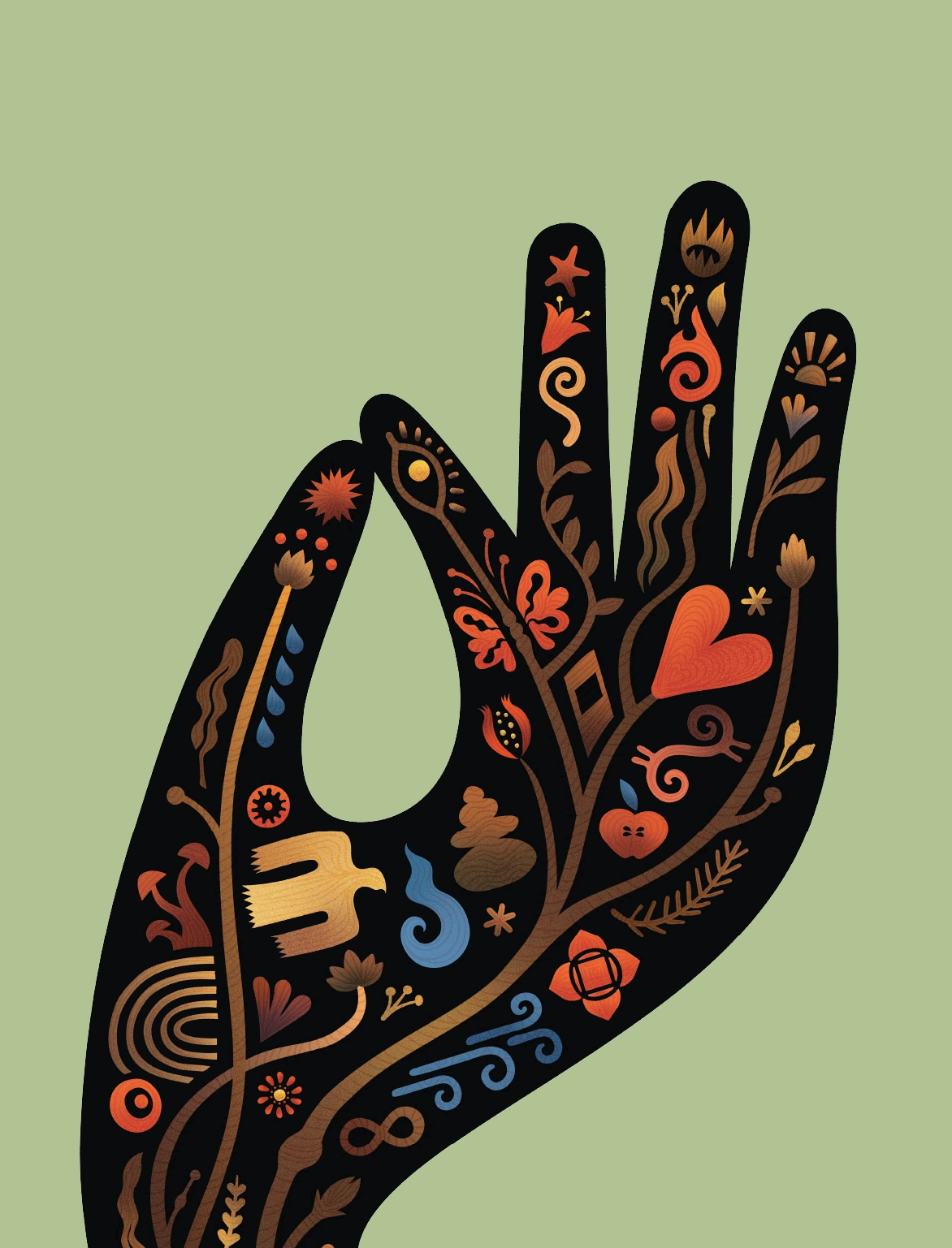 Wellness hand illustration for healthy living concept
