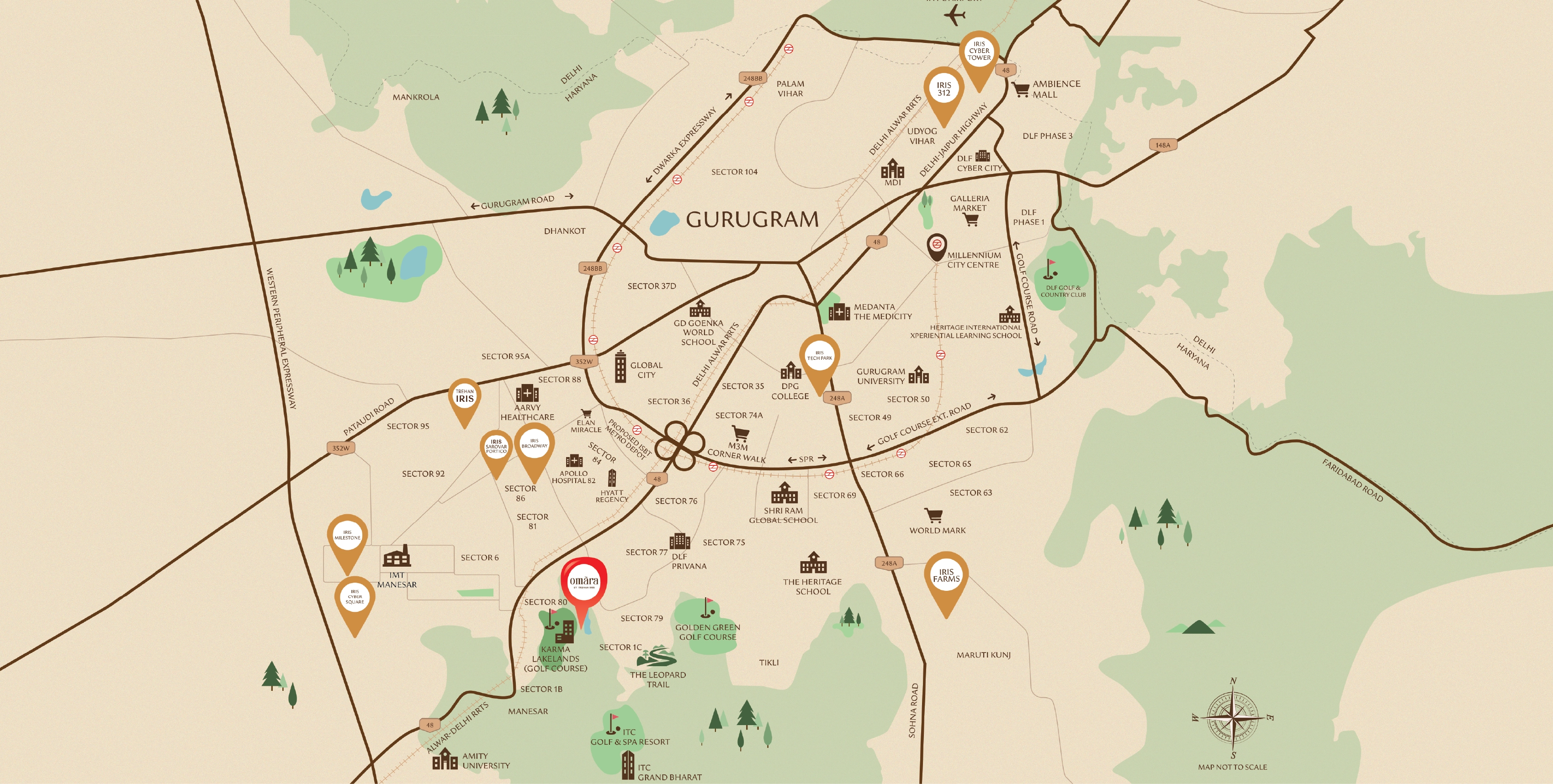Omara location map with nearby connectivity